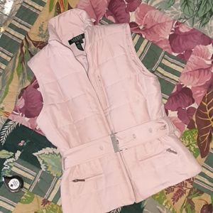 Lauren Ralph Lauren quilted pink vest with belt